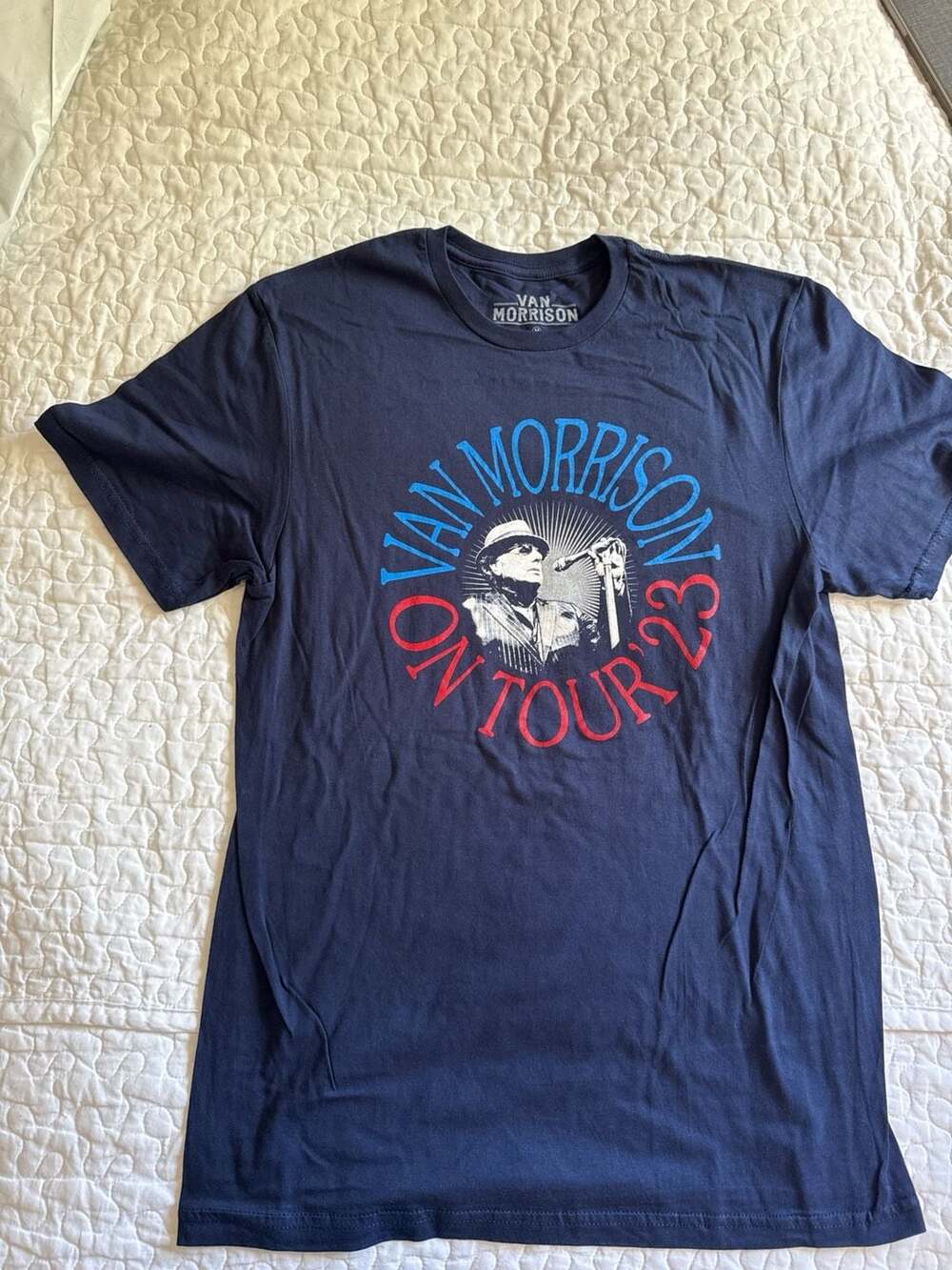 Van Morrison 2023 U.S. Tour Graphic T-Shirt Navy Blue Size M